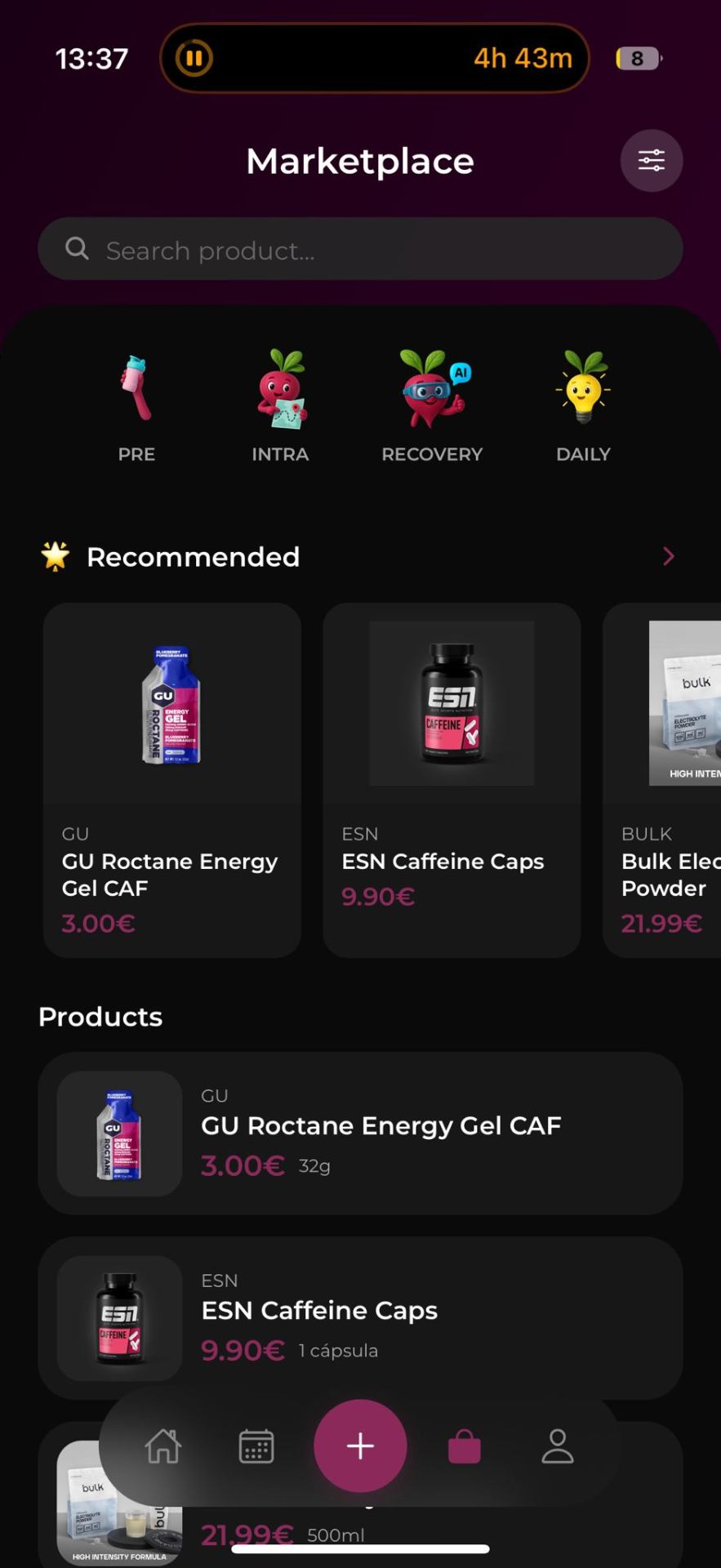 Marketplace de productos en Nutripilot